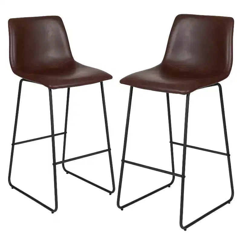 Tabourets de bar Merrick Lane de 76 cm de hauteur avec siège baquet en similicuir, lot de 2