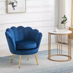 Fauteuil d'appoint élégant en velours HOMCOM/Fauteuil club de loisirs avec pieds en métal doré pour salon, bleu