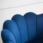 Fauteuil d'appoint élégant en velours HOMCOM/Fauteuil club de loisirs avec pieds en métal doré pour salon, bleu