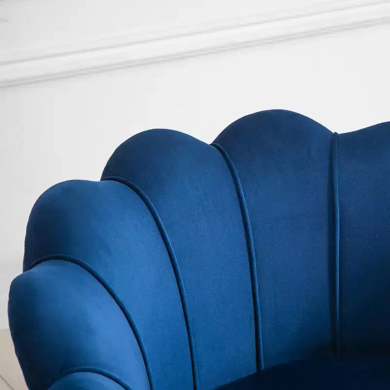 Fauteuil d'appoint élégant en velours HOMCOM/Fauteuil club de loisirs avec pieds en métal doré pour salon, bleu