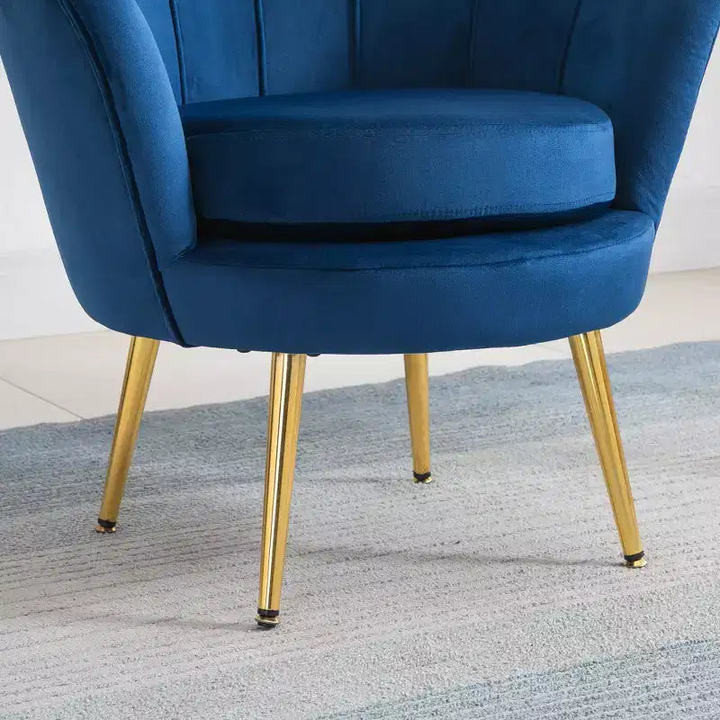 Fauteuil d'appoint élégant en velours HOMCOM/Fauteuil club de loisirs avec pieds en métal doré pour salon, bleu
