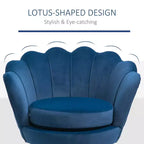 Fauteuil d'appoint élégant en velours HOMCOM/Fauteuil club de loisirs avec pieds en métal doré pour salon, bleu