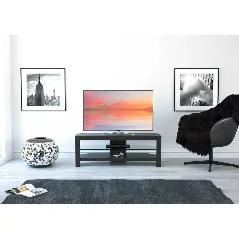 Étagère en verre avec support TV pour téléviseurs jusqu'à 55 pouces - AVF