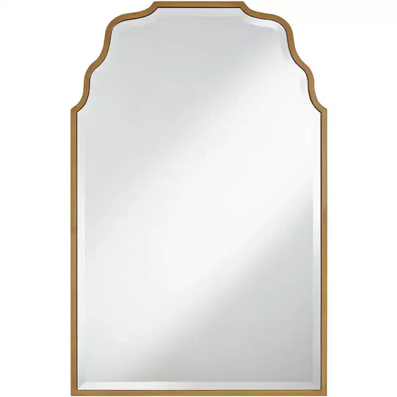 Noble Park Rectangular Vanity Decorative Wall Mirror Modern Beveled Waved Arched Lush Antique Gold Frame 26 Wide for Bathroom