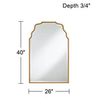 Miroir mural décoratif rectangulaire Noble Park avec cadre arqué ondulé biseauté moderne doré antique 26 de large pour salle de bain