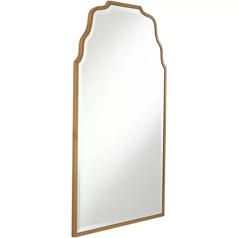Miroir mural décoratif rectangulaire Noble Park avec cadre arqué ondulé biseauté moderne doré antique 26 de large pour salle de bain