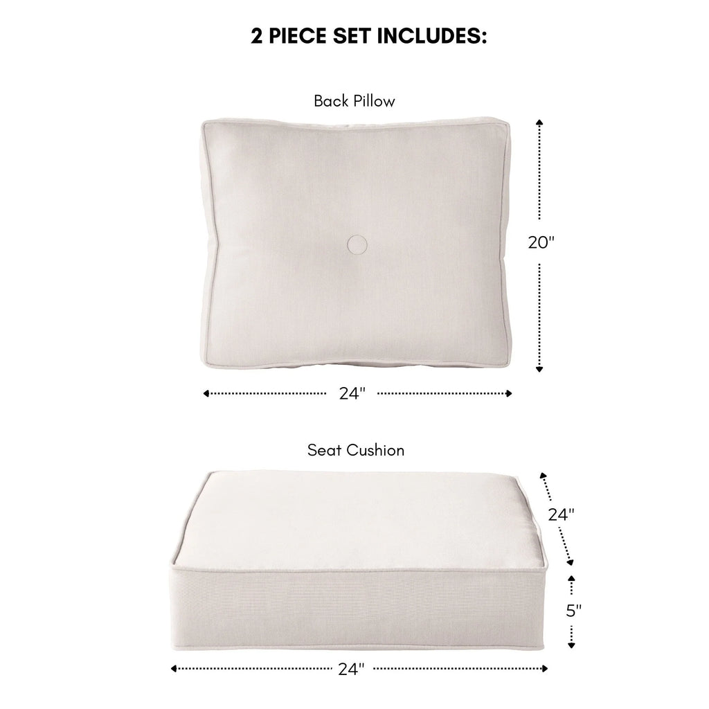 Ensemble de deux coussins d'extérieur haut de gamme Sunbrella pour assise profonde