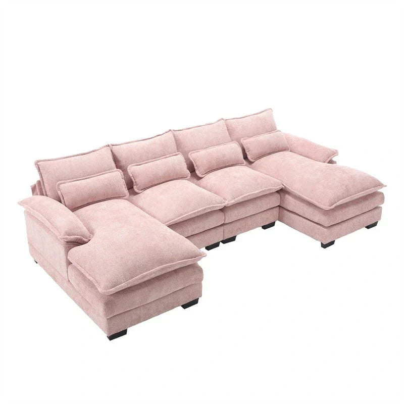 Canapé modulable Cloud pour salon, canapé d'angle moderne en chenille/boucle, canapé convertible modulable confortable avec double méridienne