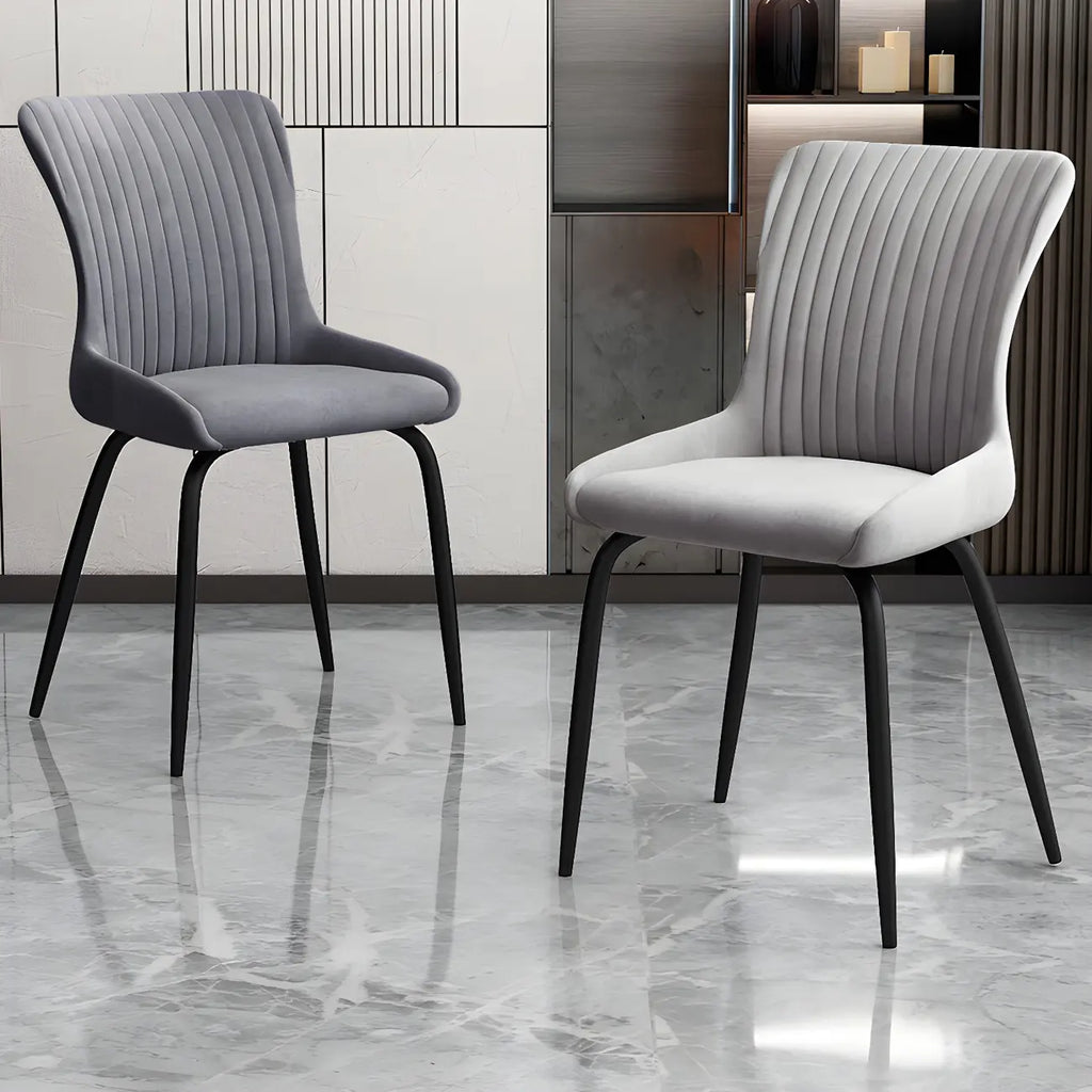 Chaises de salle à manger sans accoudoirs gris foncé industrielles