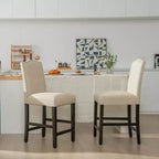 Costway Lot de 2 tabourets de bar en tissu avec clous décoratifs Hauteur comptoir Chaises de salle à manger Gris/Beige