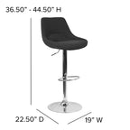 Tabouret de bar contemporain Merrick Lane, hauteur réglable, avec coussin de soutien et piètement en métal avec repose-pieds