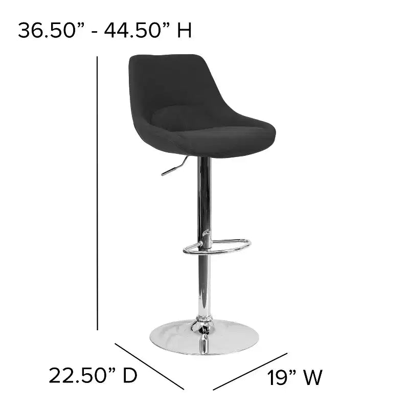Tabouret de bar contemporain Merrick Lane, hauteur réglable, avec coussin de soutien et piètement en métal avec repose-pieds