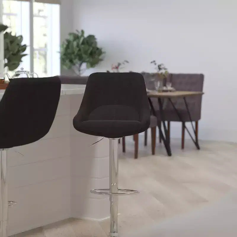 Tabouret de bar contemporain Merrick Lane, hauteur réglable, avec coussin de soutien et piètement en métal avec repose-pieds