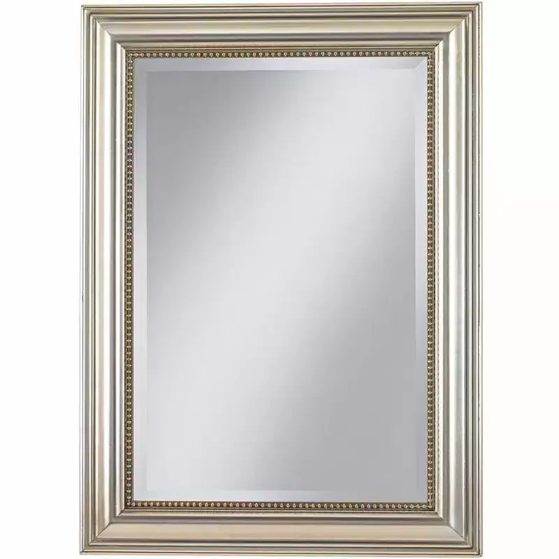 Uttermost Rectangular Vanity Accent Wall Mirror Modern Beveled Silver Leaf Gray Glaze Wood Frame 26 3/4 Wide for Bathroom Bedroom