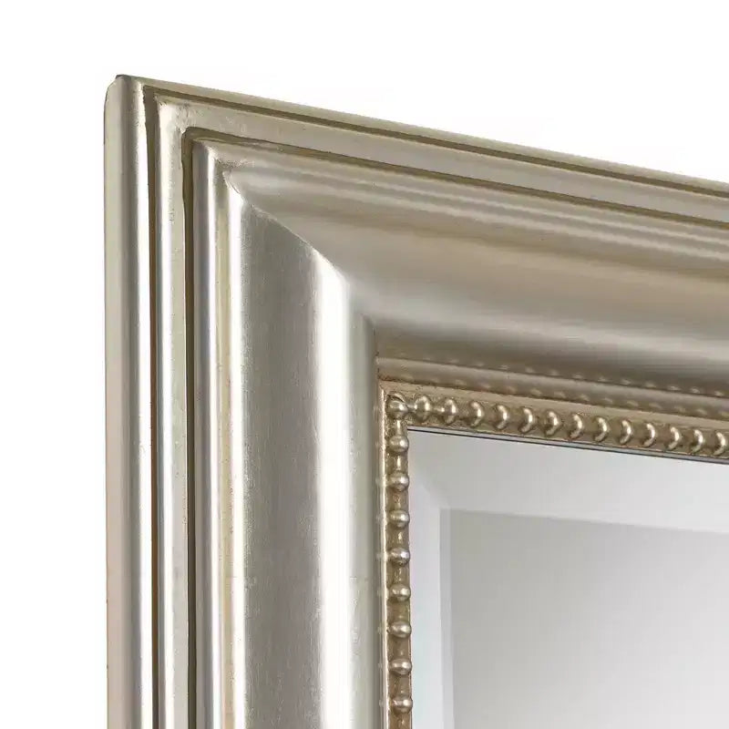 Miroir mural rectangulaire Uttermost moderne, cadre en bois avec feuille d'argent biseautée et finition gris glacé, 68 cm de large pour salle de bain et chambre à coucher