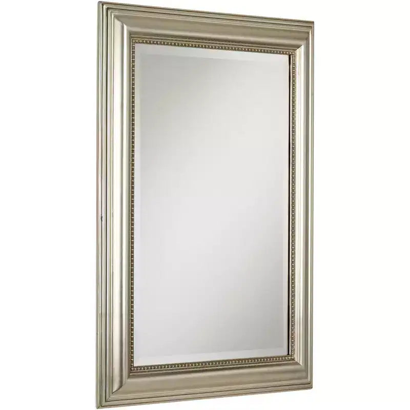Miroir mural rectangulaire Uttermost moderne, cadre en bois avec feuille d'argent biseautée et finition gris glacé, 68 cm de large pour salle de bain et chambre à coucher