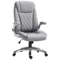 Vinsetto High Back 360 Swivel Ergonomic Home Office Chair with Flip Up Arms, Faux Leather Computer Desk Rocking Chair, Grey