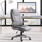 Chaise de bureau ergonomique Vinsetto à dossier haut et pivotante à 360° avec accoudoirs relevables, fauteuil de bureau en similicuir, gris