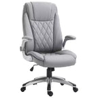 Chaise de bureau ergonomique Vinsetto à dossier haut et pivotante à 360° avec accoudoirs relevables, fauteuil de bureau en similicuir, gris
