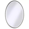 Uttermost Oval Vanity Decorative Wall Mirror Beveled Glass Brushed Nickel Metal Frame 22 Wide for Bathroom Bedroom Living Room