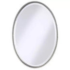 Uttermost Oval Vanity Decorative Wall Mirror Beveled Glass Brushed Nickel Metal Frame 22 Wide for Bathroom Bedroom Living Room