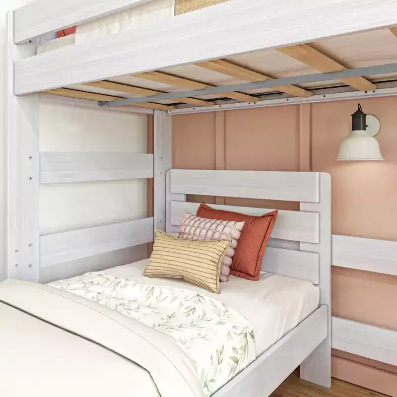 Lit superposé d'angle en bois massif Max & Lily Modern Farmhouse, lits superposés jumeaux pour enfants