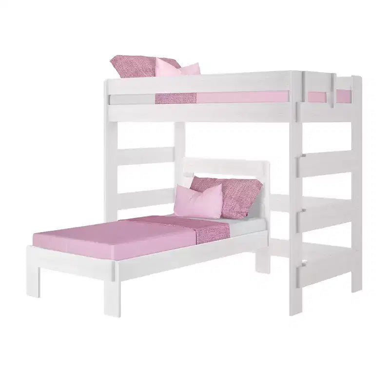 Lit superposé d'angle en bois massif Max & Lily Modern Farmhouse, lits superposés jumeaux pour enfants