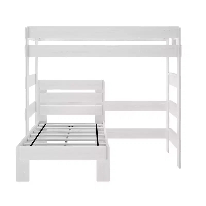 Lit superposé d'angle en bois massif Max & Lily Modern Farmhouse, lits superposés jumeaux pour enfants