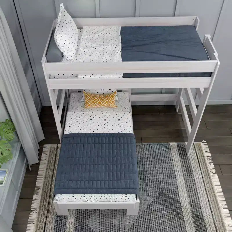 Lit superposé d'angle en bois massif Max & Lily Modern Farmhouse, lits superposés jumeaux pour enfants