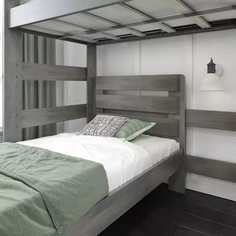 Lit superposé d'angle en bois massif Max & Lily Modern Farmhouse, lits superposés jumeaux pour enfants