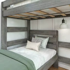 Lit superposé d'angle en bois massif Max & Lily Modern Farmhouse, lits superposés jumeaux pour enfants