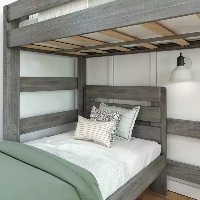 Lit superposé d'angle en bois massif Max & Lily Modern Farmhouse, lits superposés jumeaux pour enfants