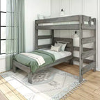 Lit superposé d'angle en bois massif Max & Lily Modern Farmhouse, lits superposés jumeaux pour enfants