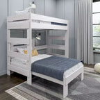 Lit superposé d'angle en bois massif Max & Lily Modern Farmhouse, lits superposés jumeaux pour enfants