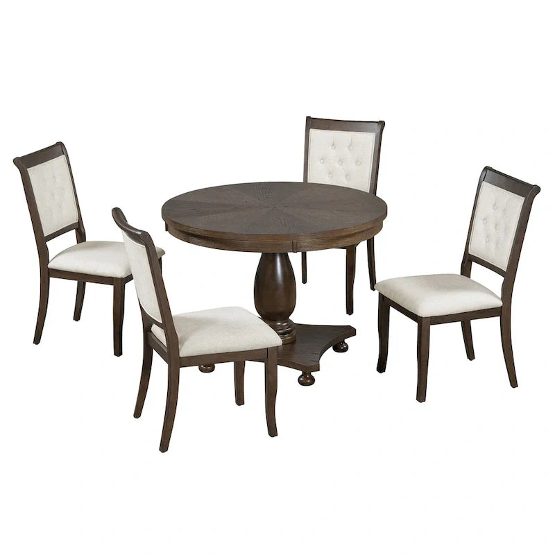 Ensembles de salle à manger 5 pièces Lak Retro avec chaises rembourrées par GDFStudio