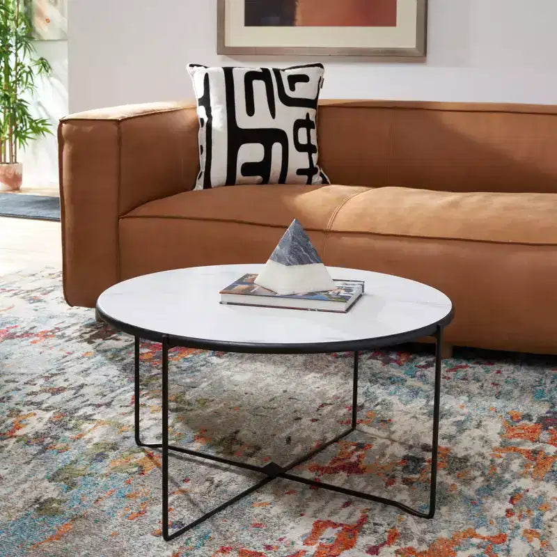 Table basse ronde Wrena - Blanc/Noir - Safavieh