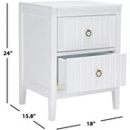 Table de chevet 2 tiroirs Tegan - NST5004 - Blanc - Safavieh