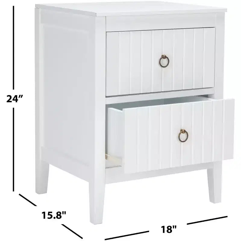 Table de chevet 2 tiroirs Tegan - NST5004 - Blanc - Safavieh