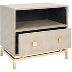 Meilana 1 Table de chevet à 1 tiroir - NST6403 - Taupe clair/Laiton - Safavieh