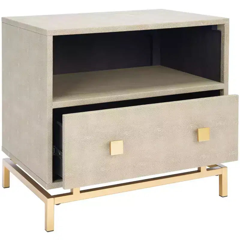 Meilana 1 Table de chevet à 1 tiroir - NST6403 - Taupe clair/Laiton - Safavieh
