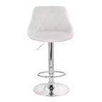 Tabouret de bar Elama 2 pièces en similicuir avec surpiqûres losanges, noir, avec base chromée et hauteur réglable