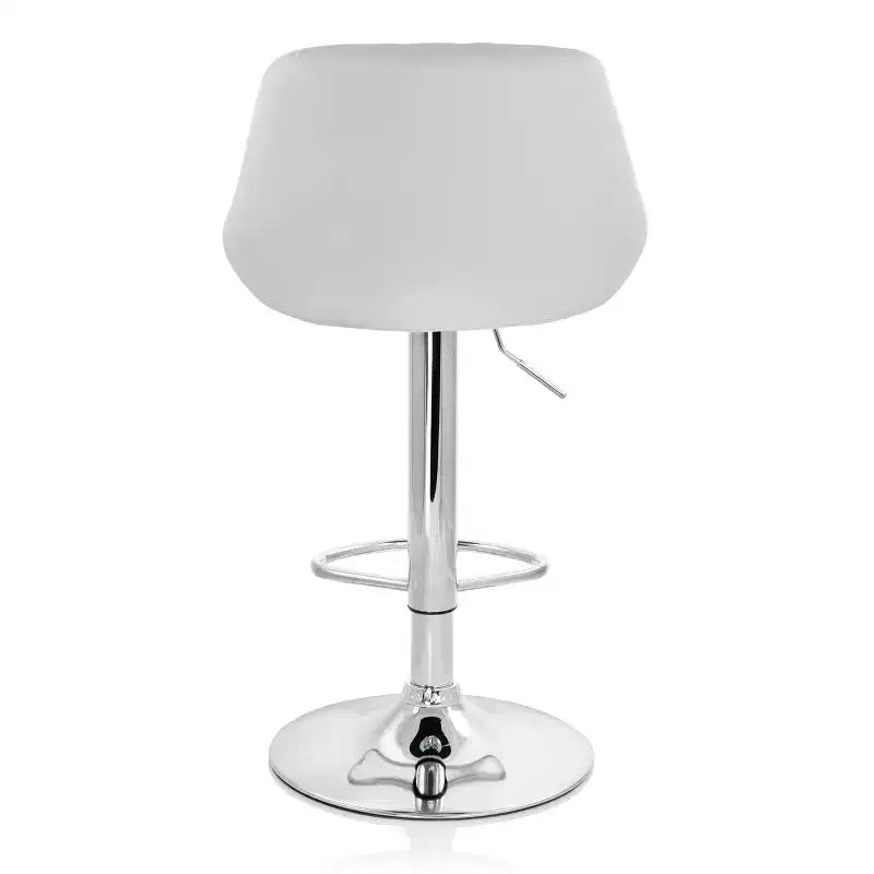 Tabouret de bar Elama 2 pièces en similicuir avec surpiqûres losanges, noir, avec base chromée et hauteur réglable