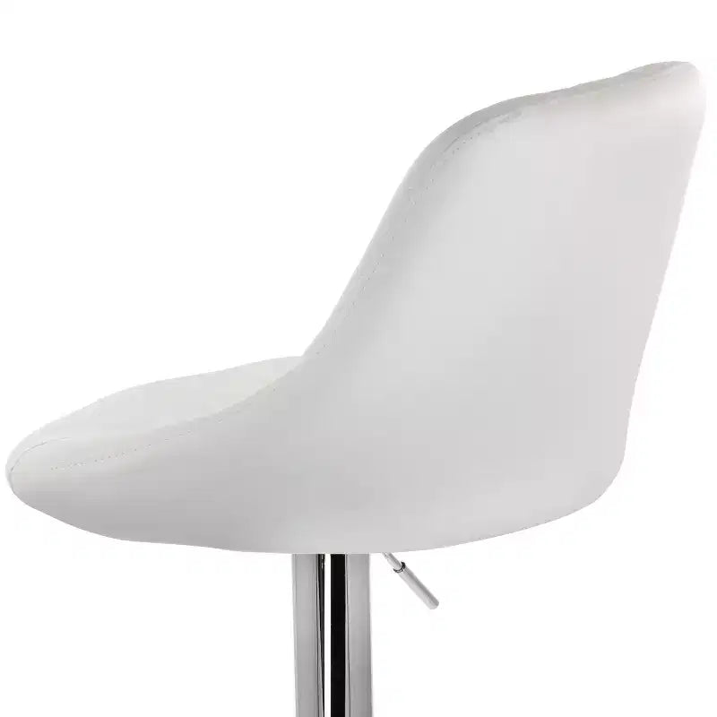 Tabouret de bar Elama 2 pièces en similicuir avec surpiqûres losanges, noir, avec base chromée et hauteur réglable