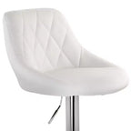 Tabouret de bar Elama 2 pièces en similicuir avec surpiqûres losanges, noir, avec base chromée et hauteur réglable