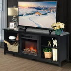 Meuble TV cheminée Costway à 2 niveaux de 147 cm avec foyer électrique de 46 cm jusqu'à 65 po