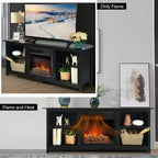Meuble TV cheminée Costway à 2 niveaux de 147 cm avec foyer électrique de 46 cm jusqu'à 65 po