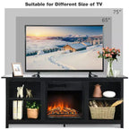Meuble TV cheminée Costway à 2 niveaux de 147 cm avec foyer électrique de 46 cm jusqu'à 65 po