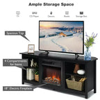 Meuble TV cheminée Costway à 2 niveaux de 147 cm avec foyer électrique de 46 cm jusqu'à 65 po