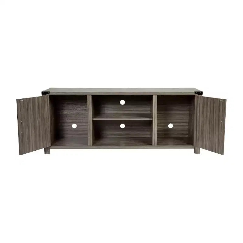 Meuble TV Merrick Lane style porte de grange 150 cm pour téléviseur jusqu'à 65 po
