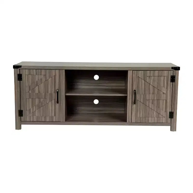 Meuble TV Merrick Lane style porte de grange 150 cm pour téléviseur jusqu'à 65 po